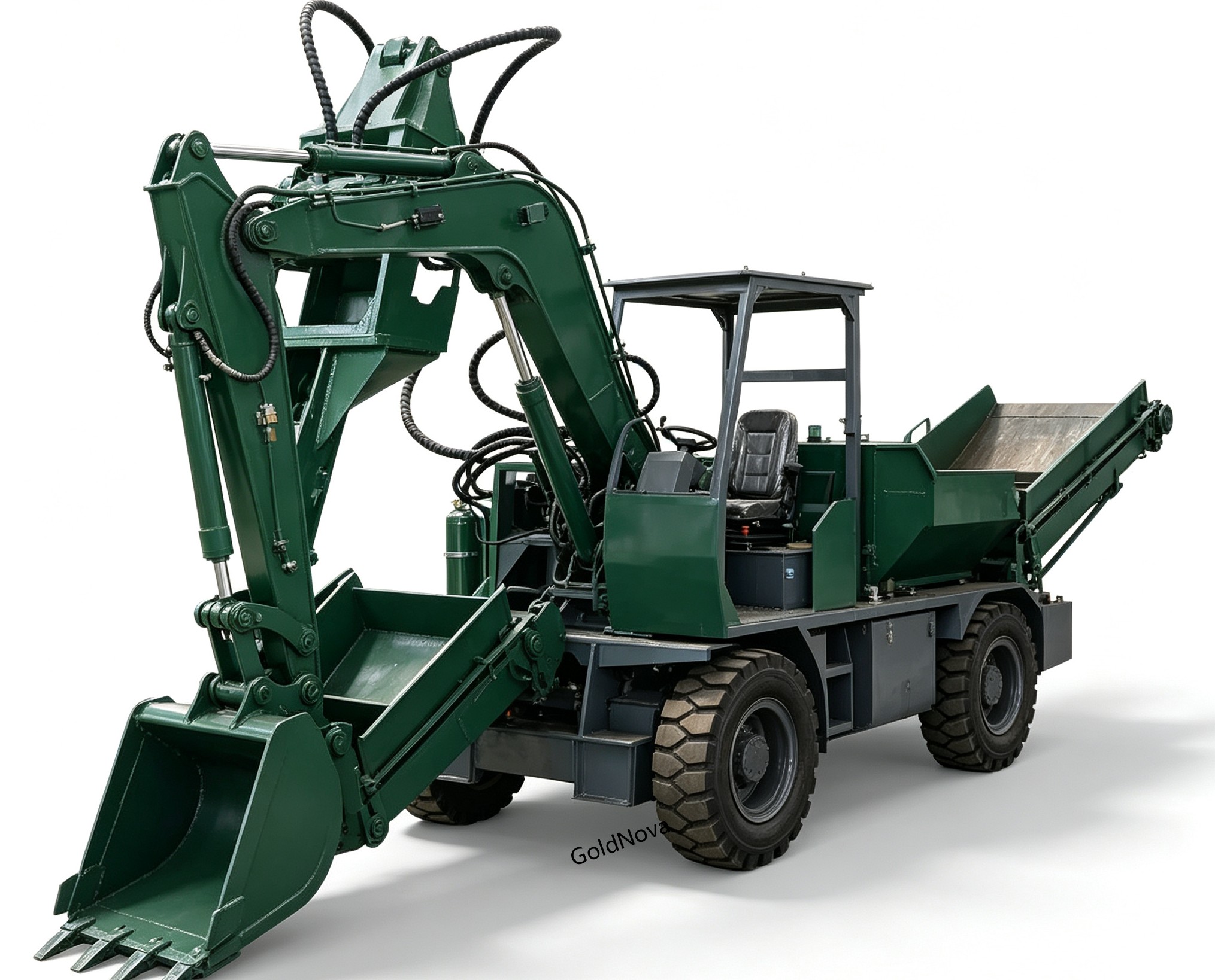 Wheeled Mini Mining Mucking Loader with 30kw Motor & Engine 60m3/h Capacity 600x650mm Max Slag Size - Image 2